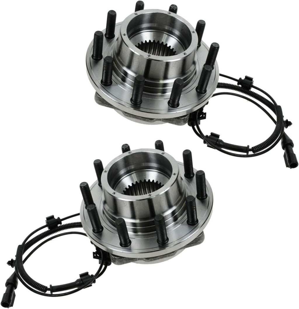 TRQ 2 Piece Front Wheel Bearing & Hub Assembly Set 4WD Compatible with 2005-2010 Ford F-450 Super Duty F-550 Super Duty