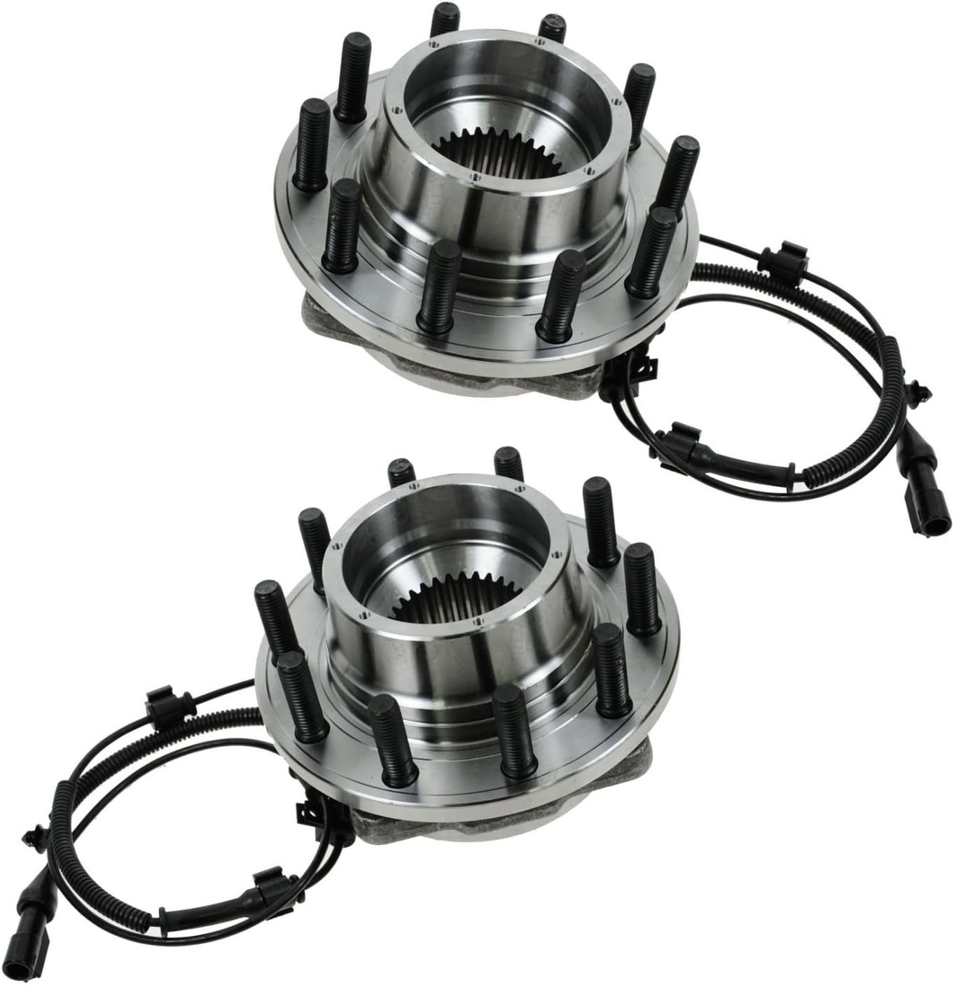 TRQ 2 Piece Front Wheel Bearing & Hub Assembly Set 4WD Compatible with 2005-2010 Ford F-450 Super Duty F-550 Super Duty