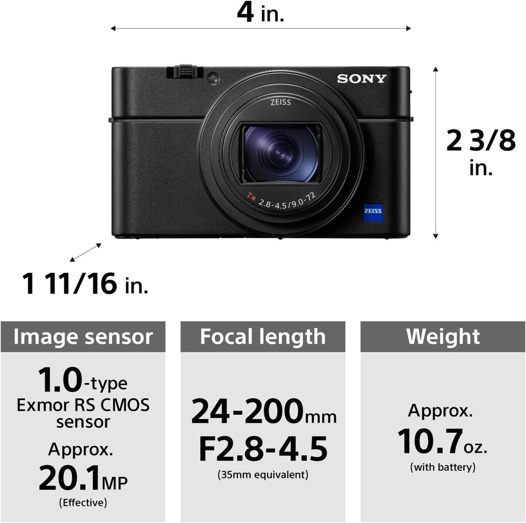 Sony RX100 VI 20.1 MP Premium Compact Digital Camera w/ 1-inch sensor, 24-200mm ZEISS zoom lens and pop-up OLED EVF