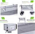 35 Inch BBQ Rotisserie Grill Roaster Stainless Steel Barbecue Charcoal Grill with Back Cover Automatic Rotary Pig Lamb Spit Kit 15W 110V