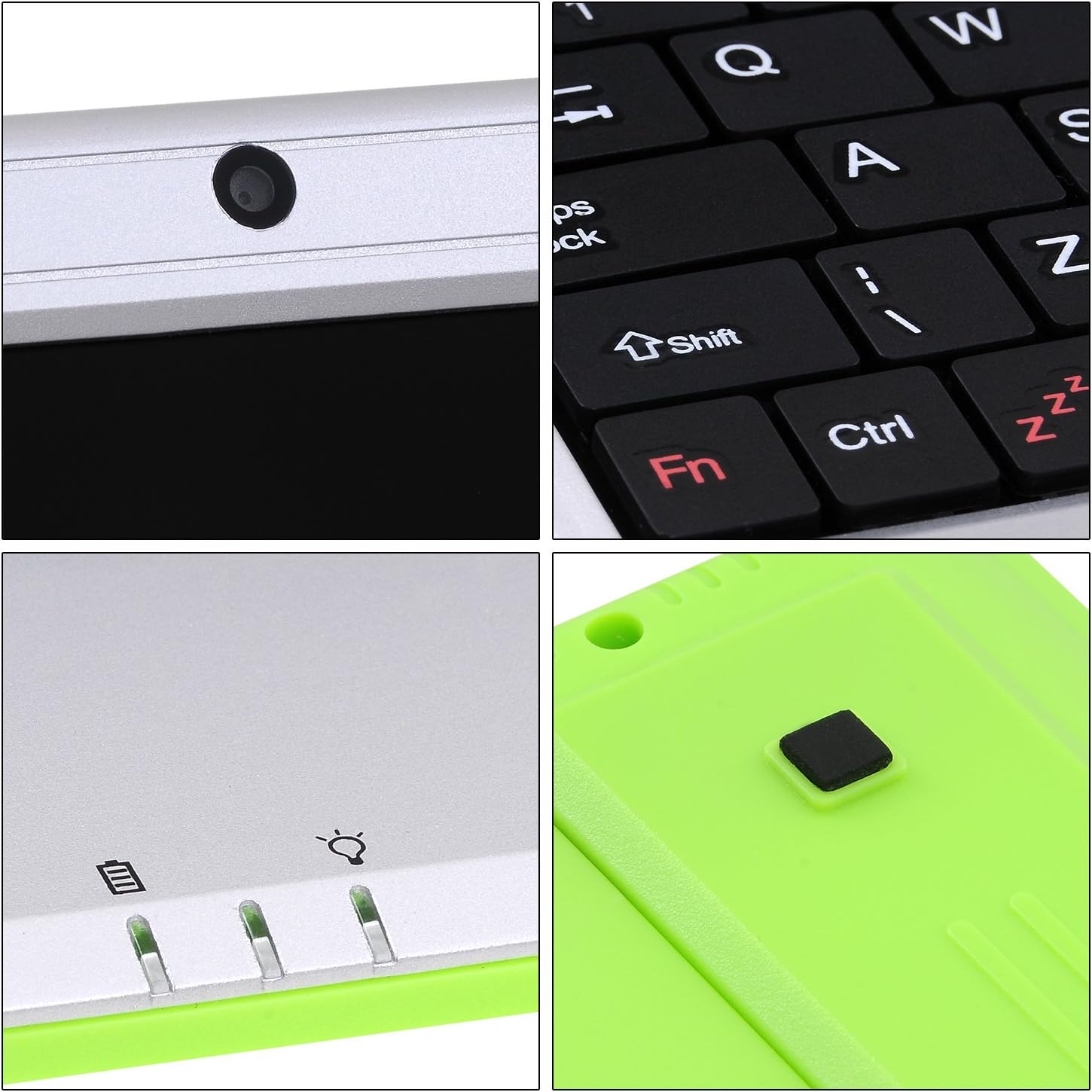 7 Inch Portable Mini Computer Laptop PC Netbook for Kids Android 12 Quad Core 32GB WiFi Built in Camera YouTube Flash Player (Green)
