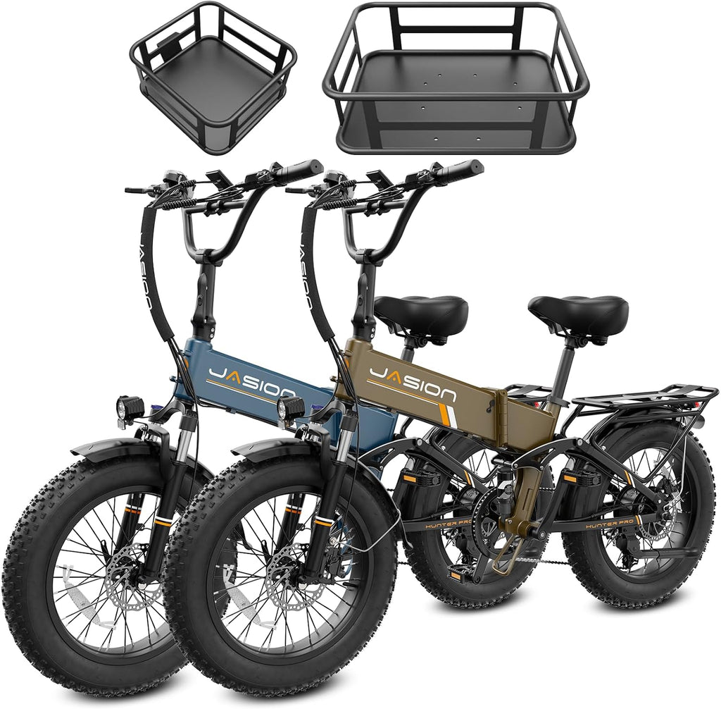 Jasion X Hunter/PRO Electric Bike for Adults,1800W/1400W Peak 20''Fat Tire Foldable Ebike,Folding E Bike Up to 80/70 Miles Range,720/624WH Removable Battery,30 MPH E Bike,Certified by UL2849