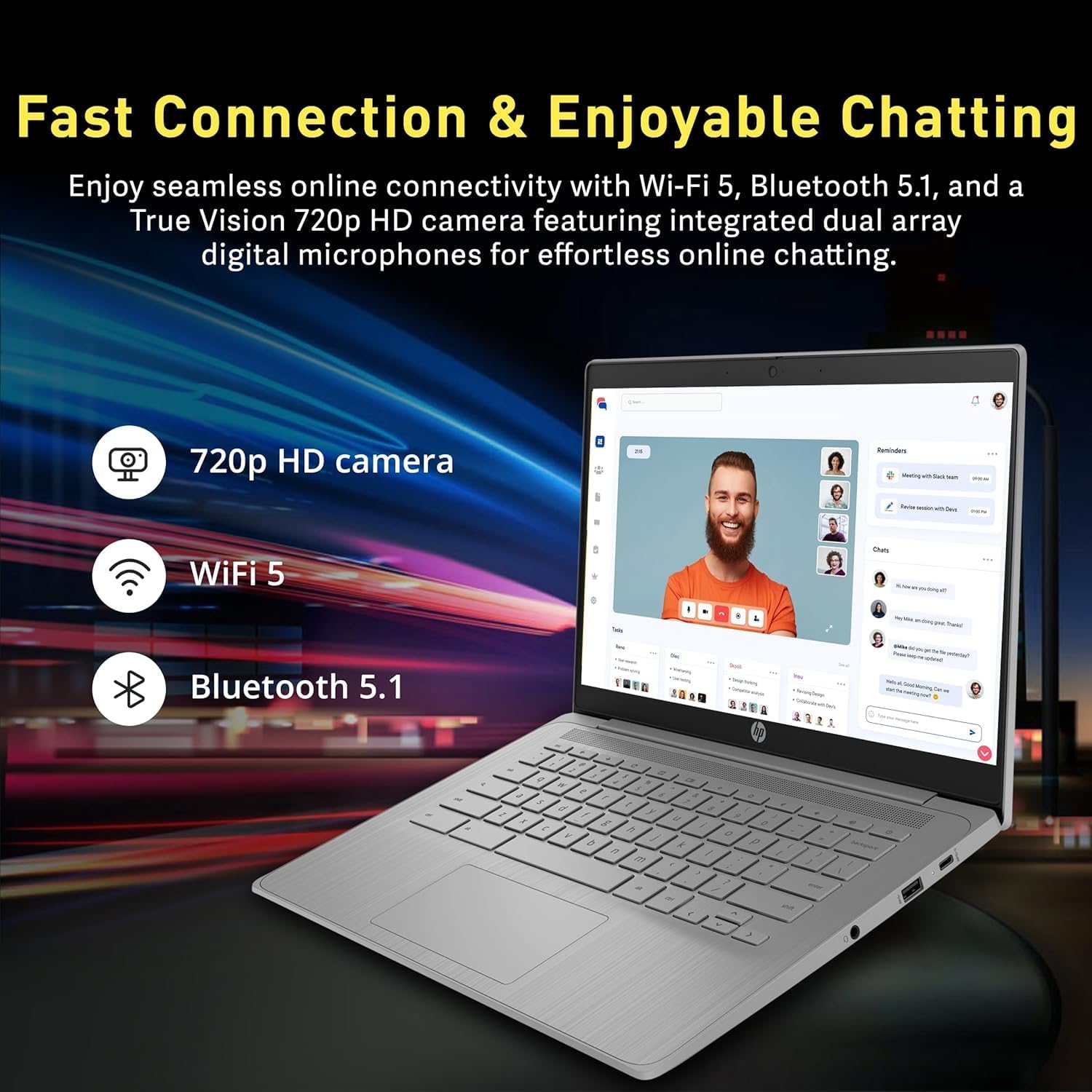 HP Chromebook 2025 Premium 14' HD Laptop Computer Light Slim Business, 4-Core Intel Processor, 4GB RAM, 192GB Storage (64GB eMMC+128GB Card), WiFi, Webcam, Long Battery, Chrome OS +MarxsolAccessory