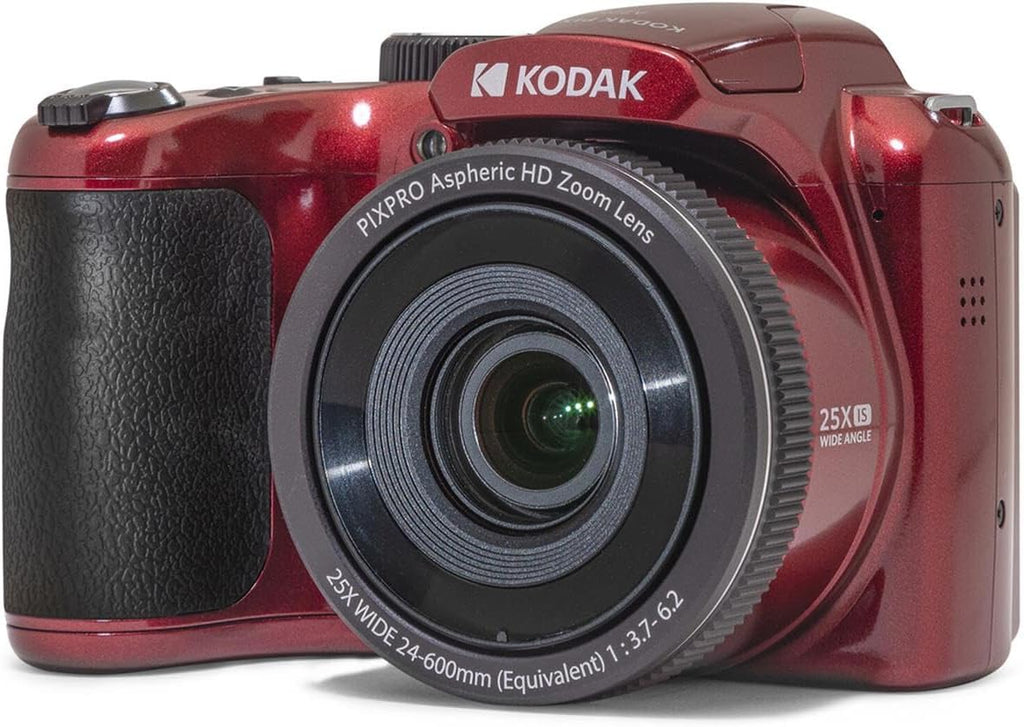 Kodak KODAK PIXPRO AZ255-RD 16MP Digital Camera 25X Optical Zoom 24mm Wide Angle Lens Image Stabilization 1080P Full HD Video 3' LCD Vlogging, with Bag & 32GB SD Card + Reader