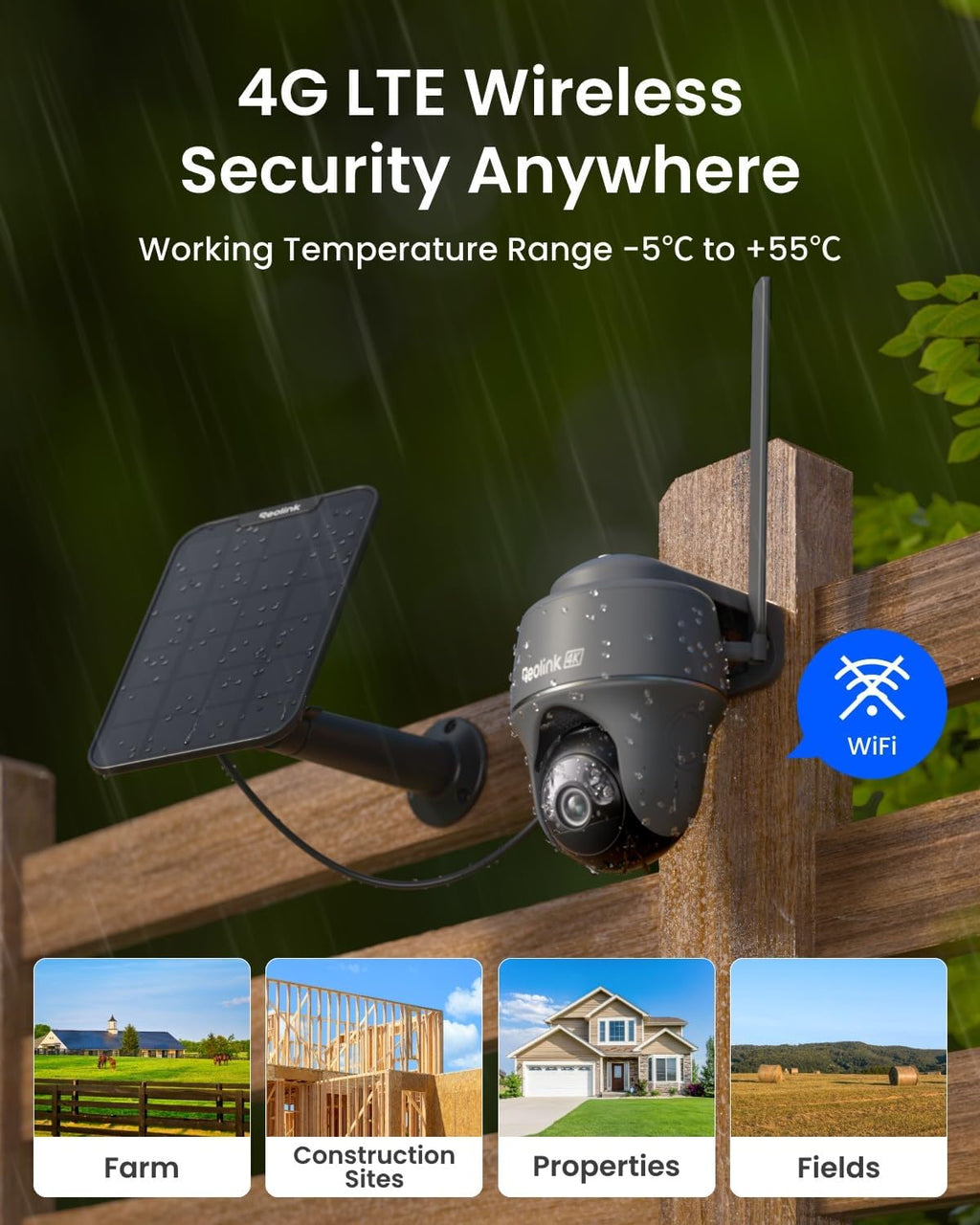 REOLINK 4K 4G Cellular Security Camera Wireless Outdoor, No WiFi 360 PT with 360 Auto Tracking, Smart AI Detection, Color Night Vision, max. 512G Local Storage, SIM Card Included, Go PT Ultra-Grey+SP2