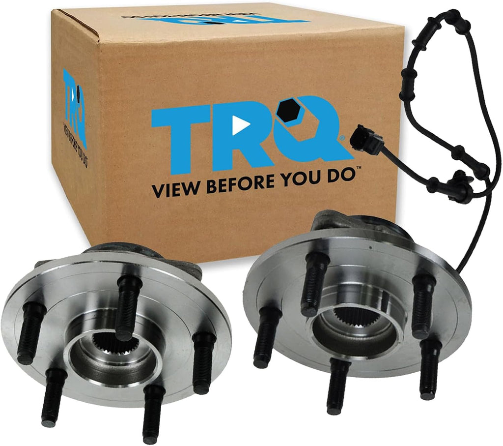TRQ 2 Piece Wheel Bearing & Hub Assembly Set Compatible with 2002-2005 Dodge Ram 1500