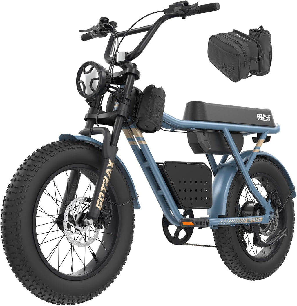 Gotrax R7 Electric Bike for Adults, 750W Motor, 25mph, Max 45-Mile Range, 20' Fat Tire, UL Certified, 48V Removable Battery, Oversized Padded Seat, Basket&Frame Bag, Easy Assembly for City&All-Terrain