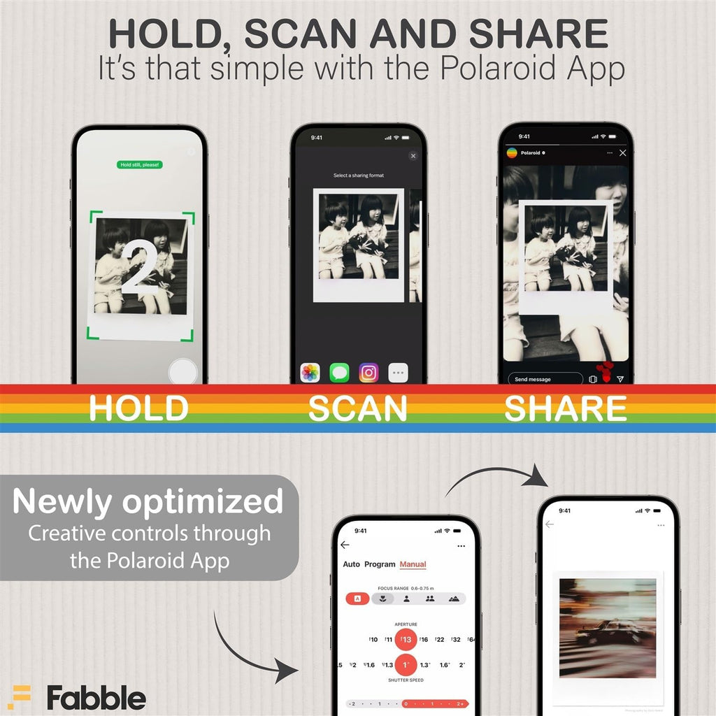 Polaroid Flip Instant Camera Black Bundle with Color i-Type Film (8 Photos), Hard Protective Case, 6ft USB Type-C Cable, and Grey Microfiber Cleaning Cloth