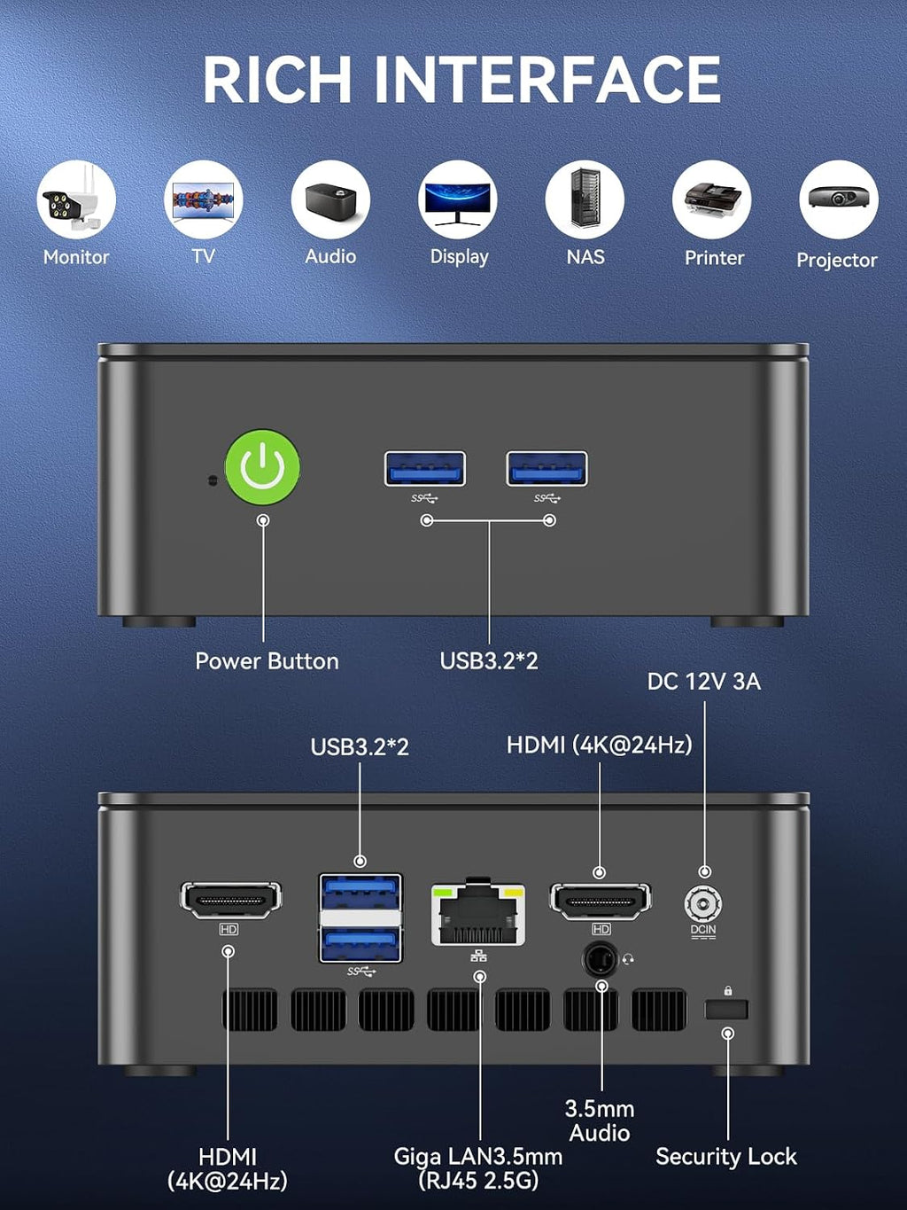 GMKtec G3 Pro Mini PC Barebone Intel Core i3-10110U (Beats 4300U/N150), Desktop Mini Computers 4K Dual HDMI/USB3.2/WiFi 6/BT5.2/2.5GbE LAN for Office, Business（No RAM/SSD/OS）