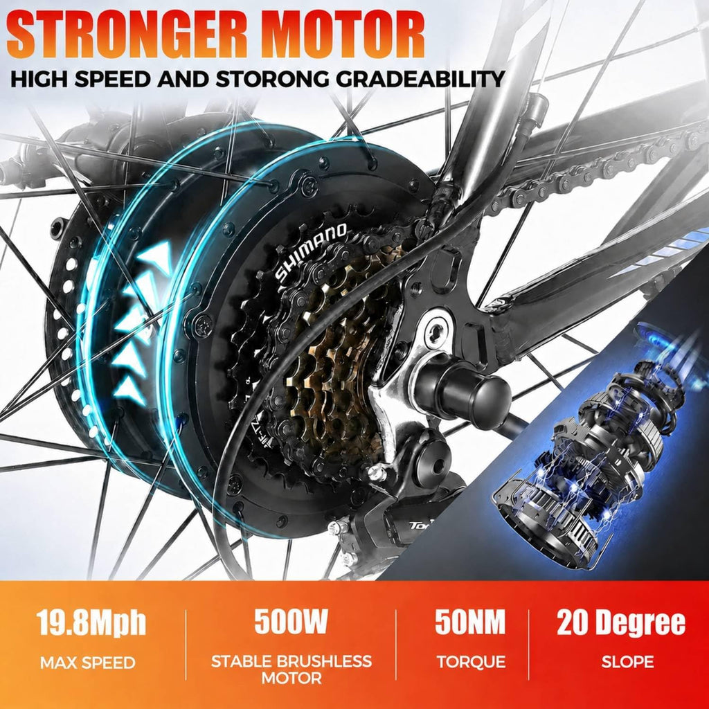 ANCHEER 26' Electric Bike for Adults, [Peak 749W Motor] Electric Mountain Bike, 19.8MPH Commuter Ebike, 50 Miles Adults Electric Bicycle with 48V/374Wh Battery, LCD Display, 21 Speed, Front Suspension