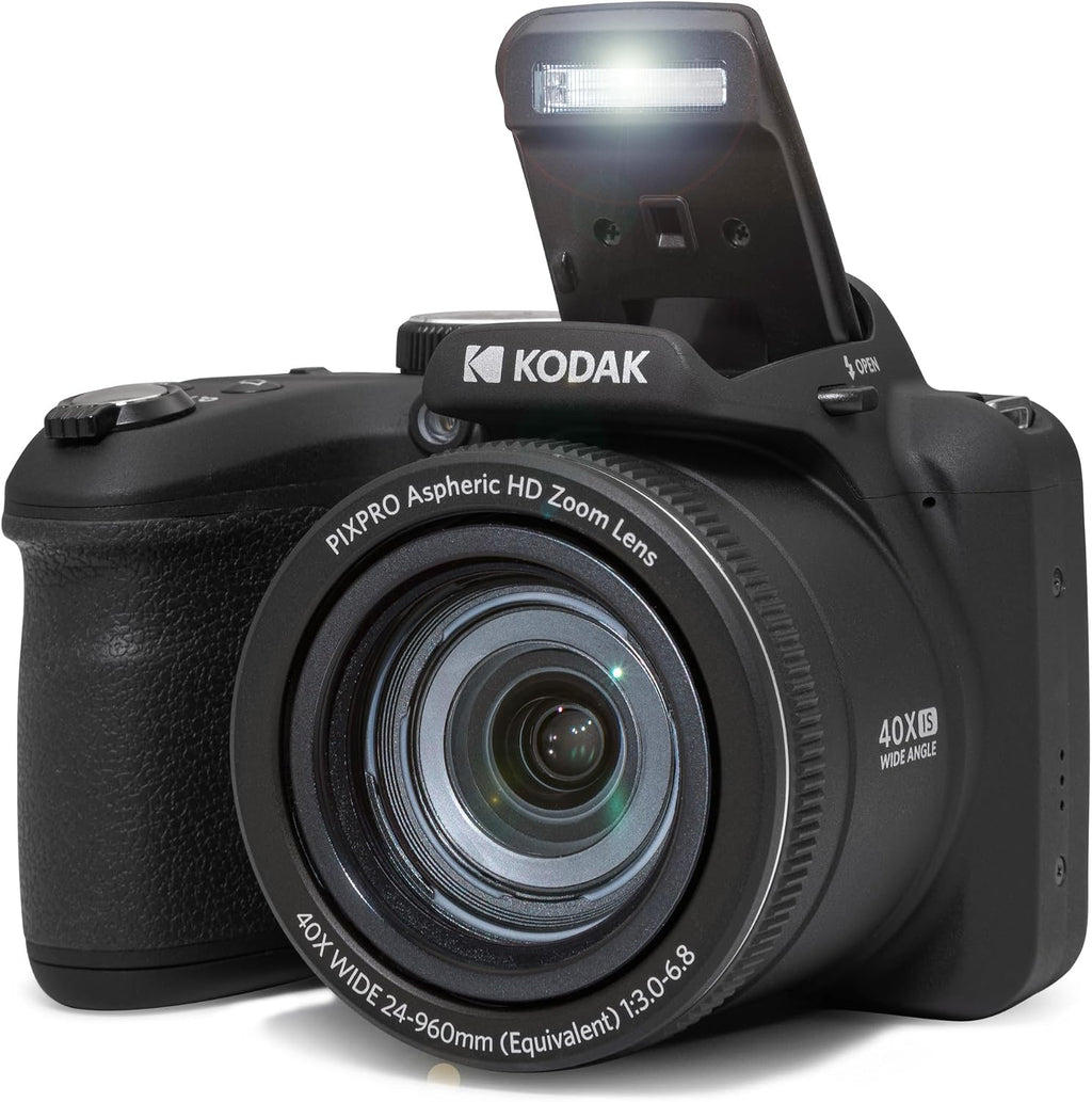 KODAK PIXPRO AZ405-BK 20MP Digital Camera 40X Optical Zoom 24mm Wide Angle Lens Optical Image Stabilization 1080P Full HD Video 3' LCD Vlogging Camera. Bundle with SD Card and Camera