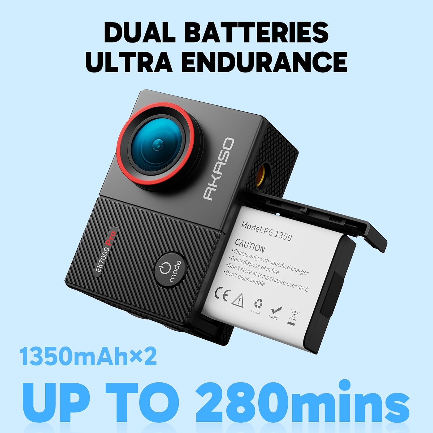 AKASO EK7000 Pro 4K30fps Action Camera with Touch Screen EIS 131ft Waterproof Underwater Camera Remote Control 5X Zoom with Helmet Accessories Kit (with 128GB MicroSD Card)