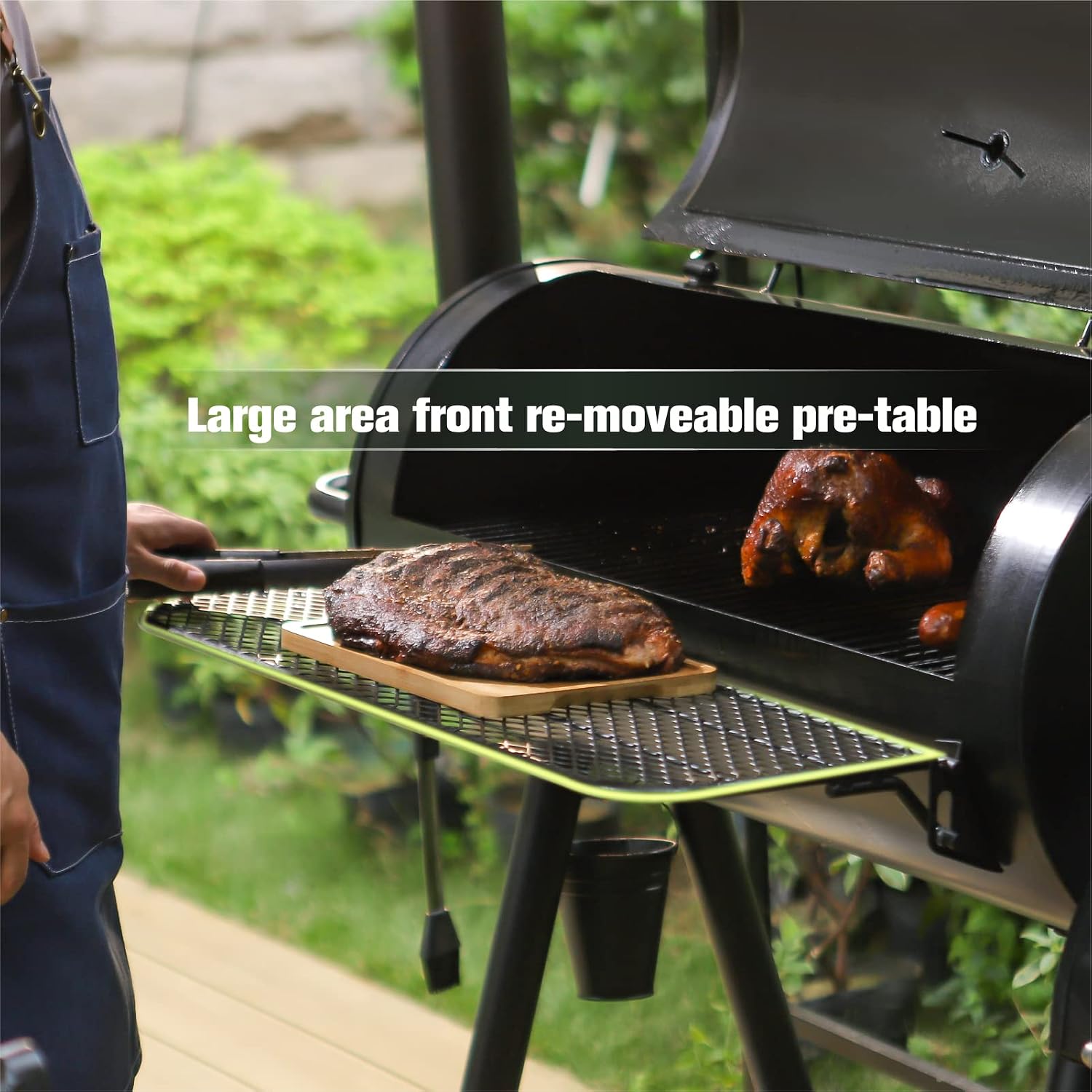 MFSTUDIO Heavy Duty Charcoal Wood Offset Outdoor Smoker Grill, Extra Large Charcoal Grill with Smoker Combo for BBQ Grilling, 941 SQ.IN.