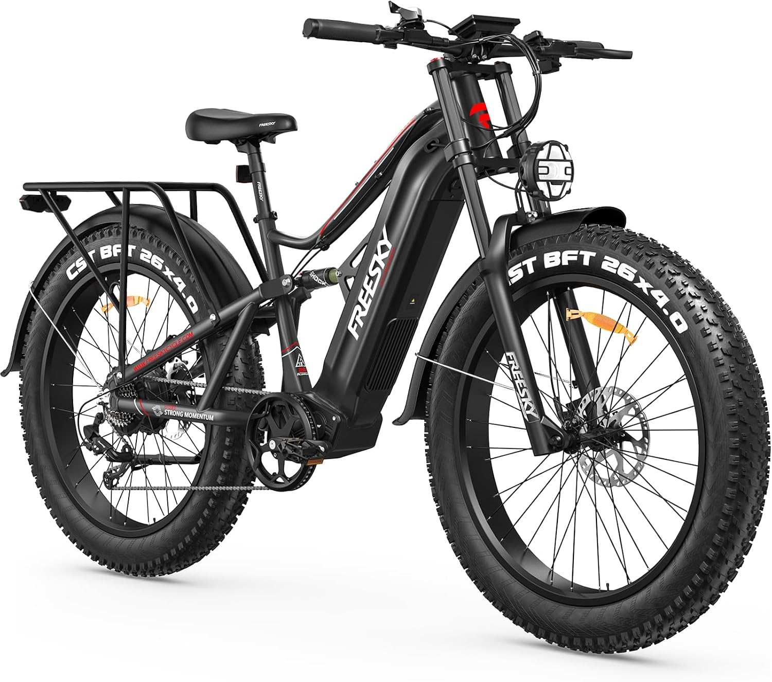 FREESKY 3500W BAFANG Motor Electric Bike for Adults, 48V 35Ah Samsung Cells Battery Ebike 140 Miles, 38+MPH, 26' Fat Tire Dirt All-Terrain Mountain E Bike, Full Suspension, UL 2849 Certified by TÜV