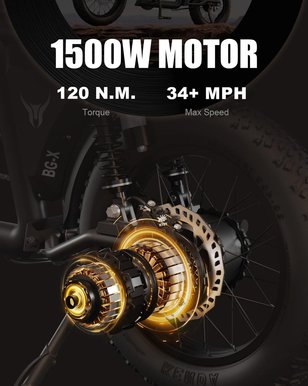 BIGNIU Electric Bike for Adult, Ebike with 1500W Brushless Motor 52V/29.4Ah Range Up to 38 Miles Electric Bike E Bike BG-X PRO Front/Rear Turn Signals Dual Suspension