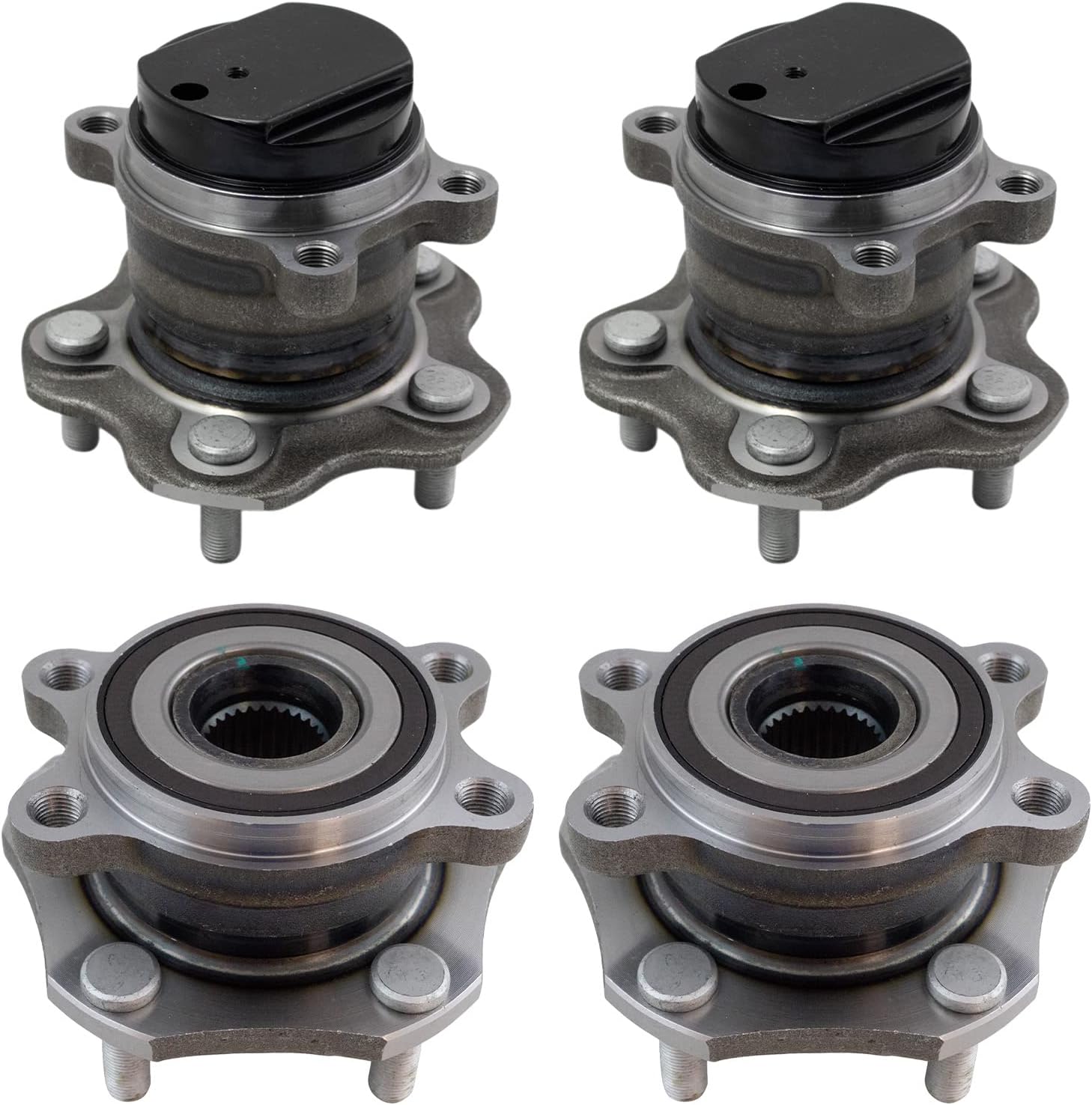 TRQ 2 Piece Wheel Bearing & Hub Assembly Set Compatible with 2014-2020 Nissan Rogue 2017-2022 Rogue Sport