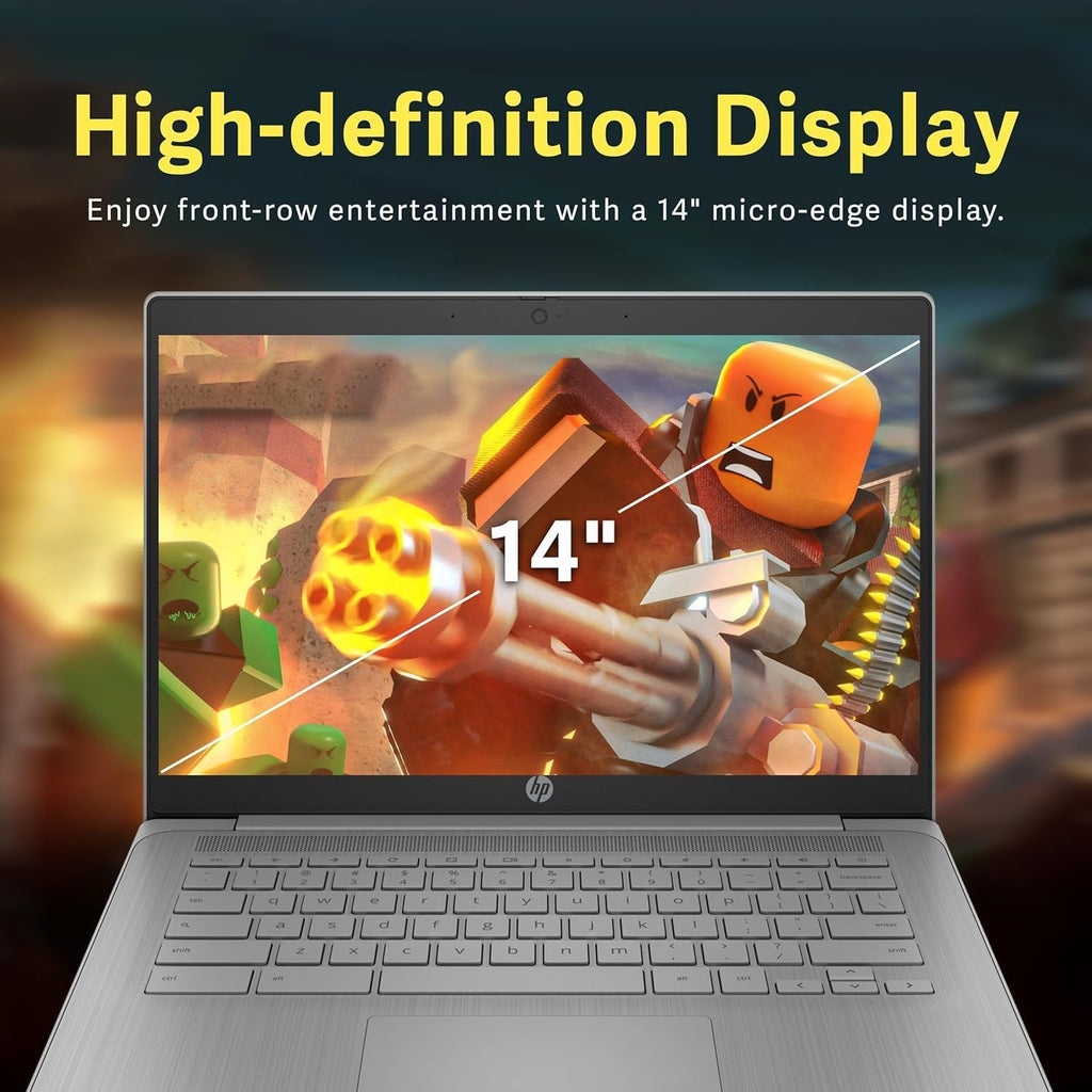 HP Chromebook 2025 Premium 14' HD Laptop Computer Light Slim Business, 4-Core Intel Processor, 4GB RAM, 192GB Storage (64GB eMMC+128GB Card), WiFi, Webcam, Long Battery, Chrome OS +MarxsolAccessory
