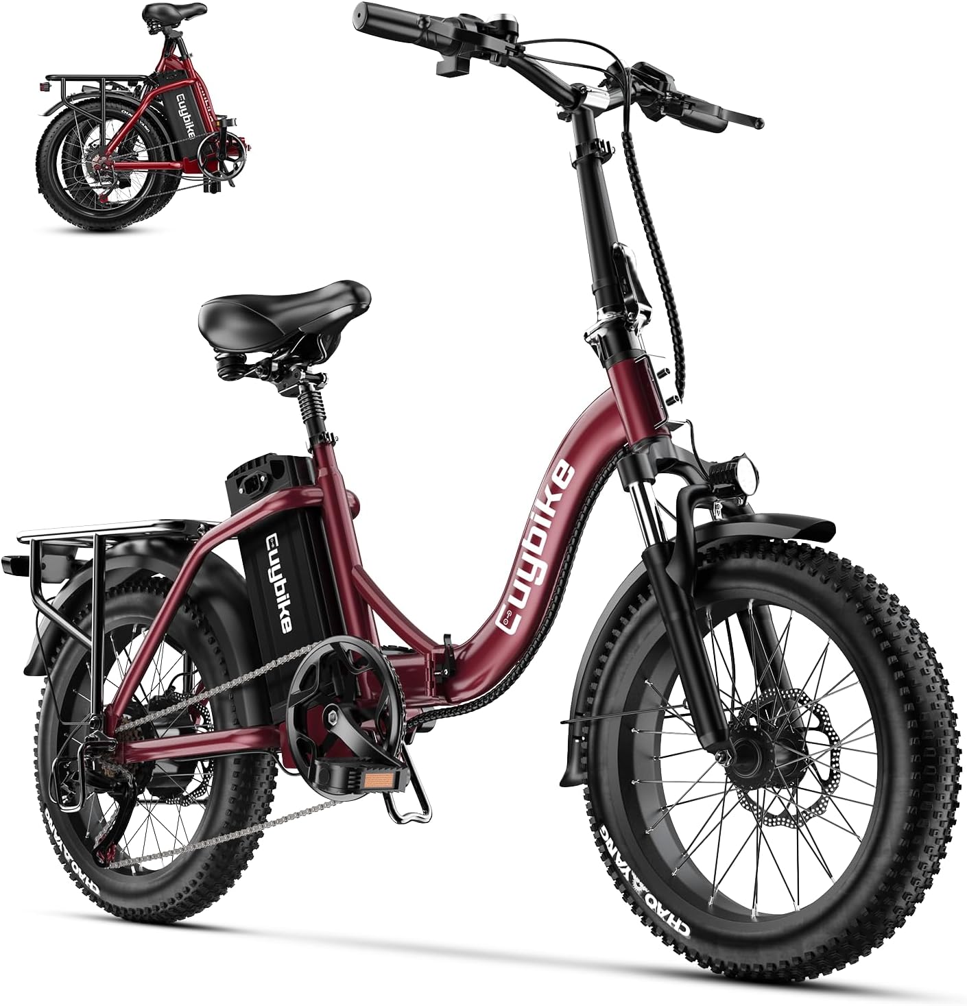 bluebiko 1000W Folding Electric Bike, 48V 20AH Removable Battery E Bike, 70 Miles Max Range, 20' Fat Tire Adults Electric Bike,7-Speed Ebike for City Commuting,Off-Roading,Mountain