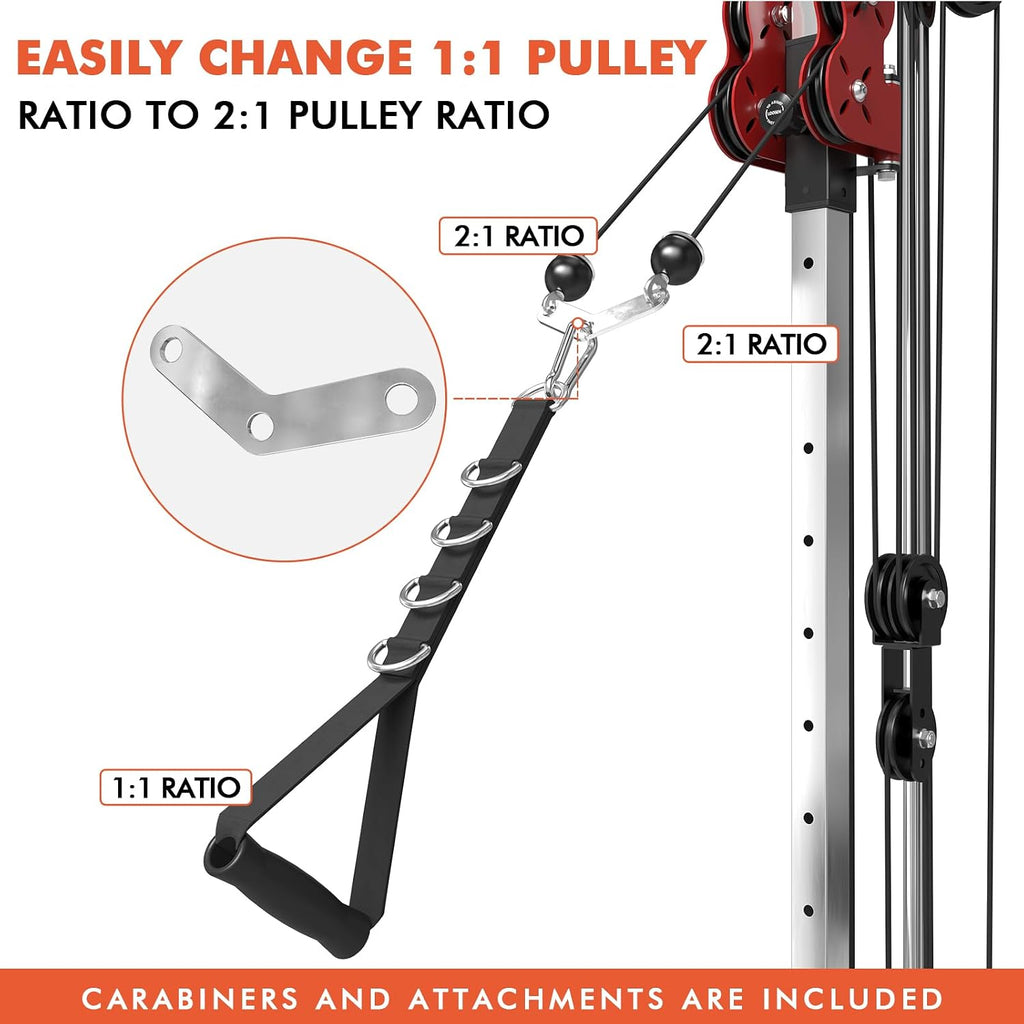 Mikolo Wall Mount Cable Station, Cable Crossover Machine with Dual Pulley System and 18 Adjustable Positions for Home Gym Fitness Equipment