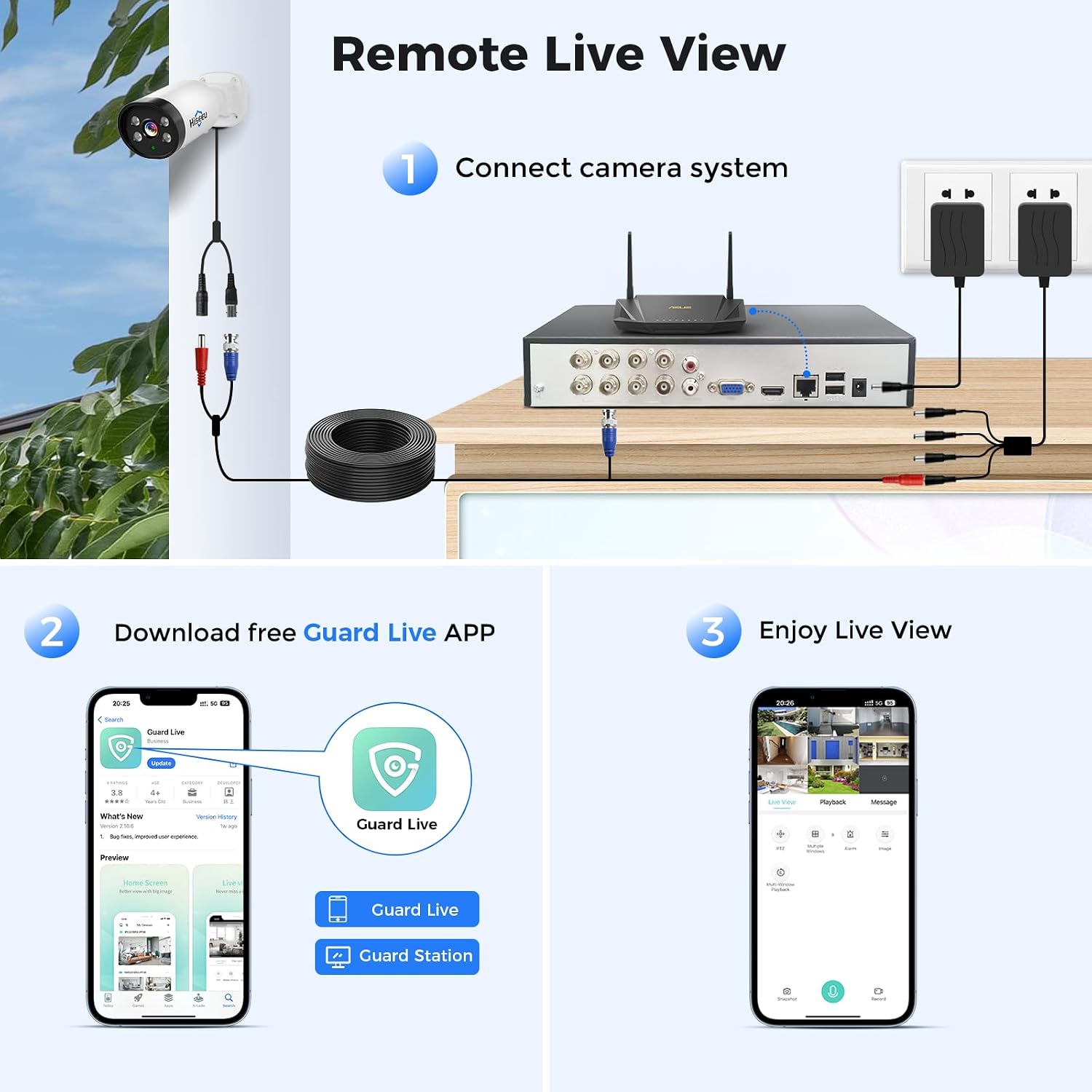 Hiseeu 4K Wired Security Camera System Outdoor with Audio,Smart Dual Light,AI Human/Vehicle Detection,3TB HDD,4K Surveillance DVR Kit 8CH,4X8MP Home CCTV Cameras,Smart Playback,100ft Night Vision