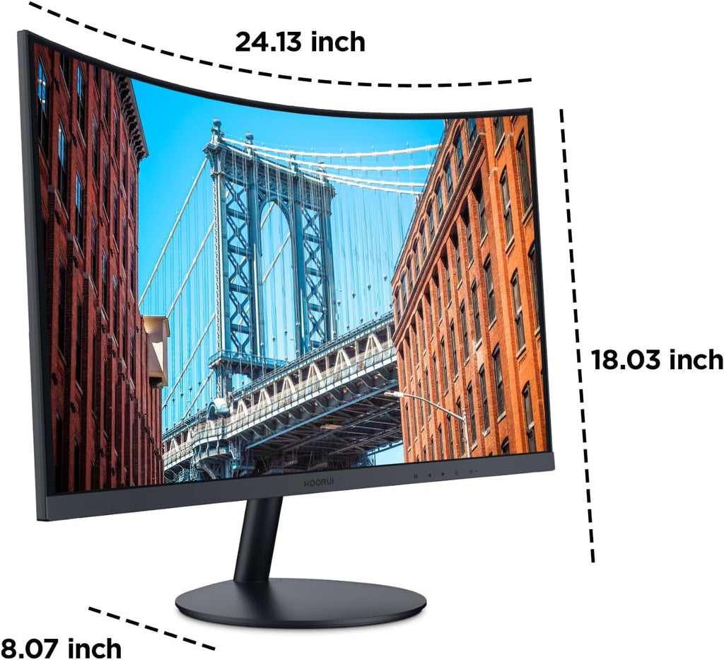 KOORUI 27 Inch Curved Monitor FHD 1080P 75Hz Computer Monitors, 1500R PC Screen with HDMI VGA, TÜV Rheinland Certified, Tilt Adjustable,1500R, Eye Care, Black, 27N5CA