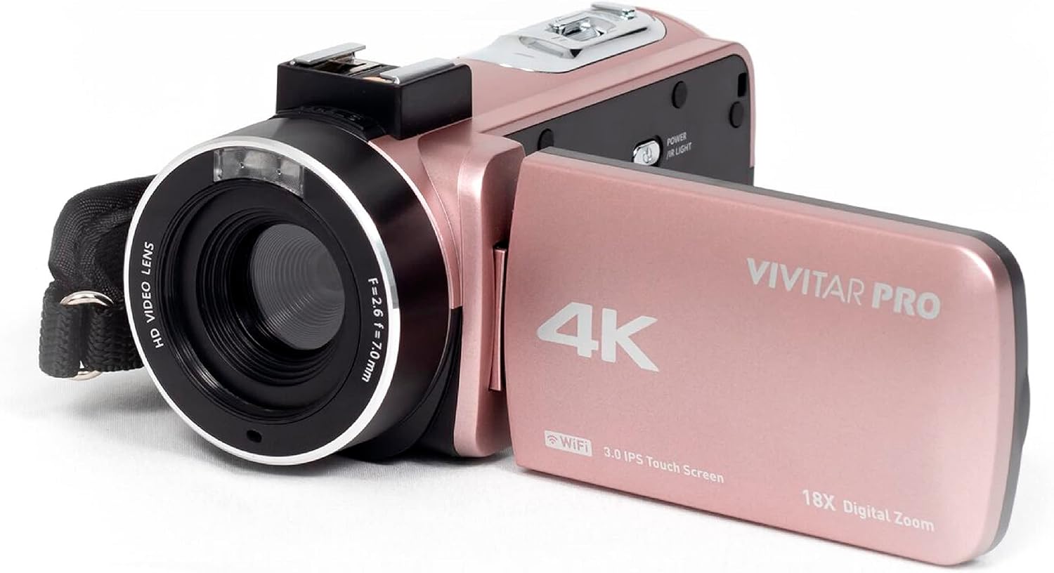 Vivitar 4K Video Camera, Wi-Fi Ultra HD Camcorder with 18x Digital Zoom, 3' IPS Touchscreen Video Recorder with Night Vision, Vlogging Camera with 3.5mm Microphone Jack, Rechargeable, SD Card Slot