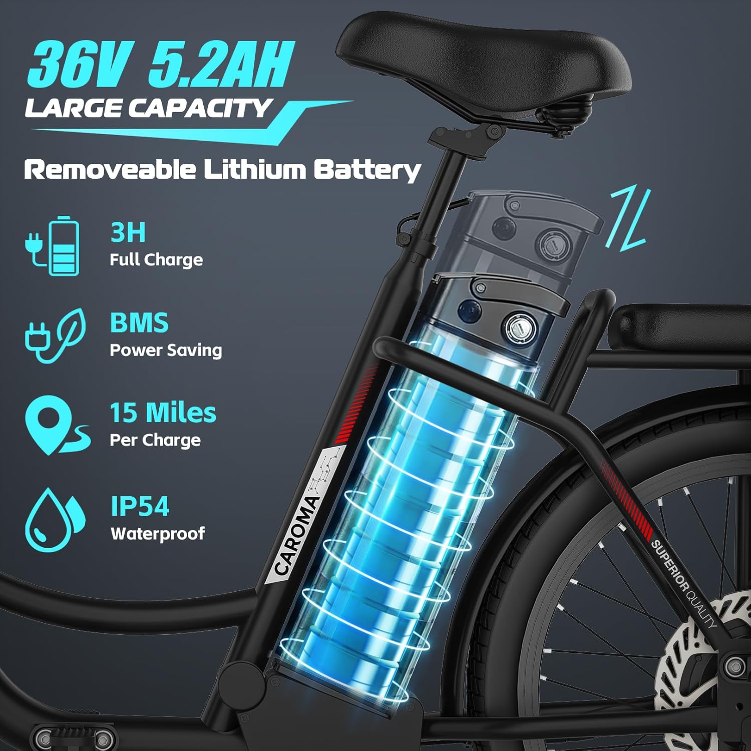 Caroma Peak 500W/800W/1200W Electric Scooter with Seat, 20' Fat Tire Electric Bike with 48V Removable Battery, Up to 30Miles & 20MPH, Adult Scooter for Commuting with Basket&Adjustable Seat