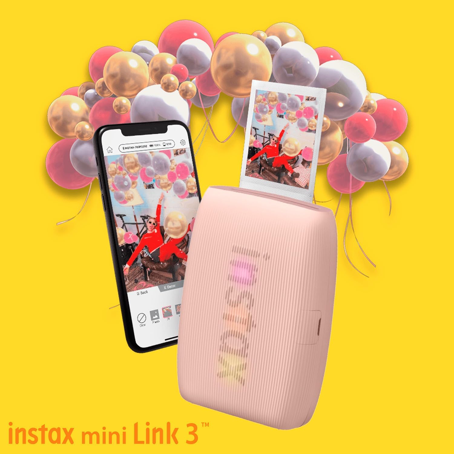 Fujifilm Instax Mini Link 3 Compact Smartphone Printer with Instax AiR Studio App (Rose Pink) Bundle with Focus Camera Polaroid Film Kit and Fujifilm Instax Mini Twin Film Pack (2-Pack) (4 Items)