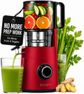 Zulay Kitchen Juicer Machine with 5' Wide Feed Chute, Cold Press Slow Masticating Juicer for Whole Fruits & Vegetables, Easy to Clean Stainless Steel Blades, High Juice Yield - Red