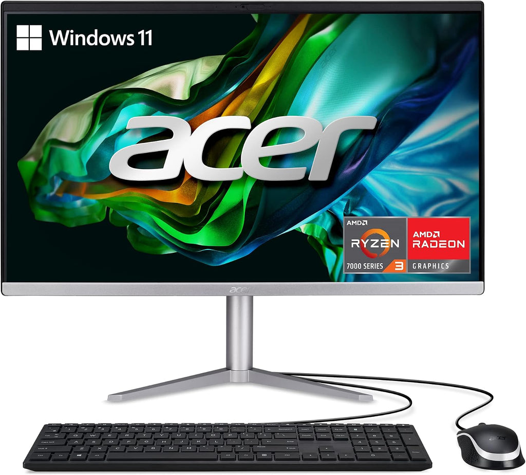 acer Aspire C24-1300-UR31 AIO Desktop | 23.8' Full HD IPS Display | AMD Ryzen 3 7320U Quad-Core Processor | AMD Radeon 610M Graphics | 8GB LPDDR5 | 512GB PCIe SSD | Wi-Fi 6E | Windows 11 Home