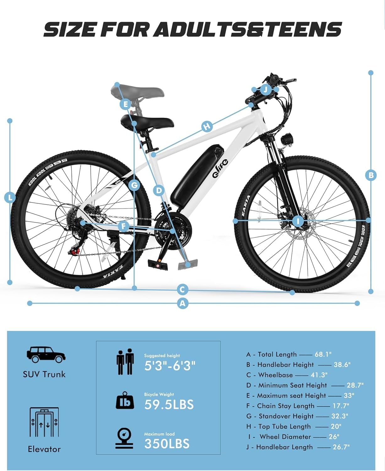 Qlife Racer Electric Bike for Adults - 21-Speed Mountain Lightweight Ebike with Peak 1000W/750W 25MPH/22MPH Brushless Motor, 375Wh Removable Battery, 26X2.1 Tire Step Over E-MTB, Up to 40 Miles
