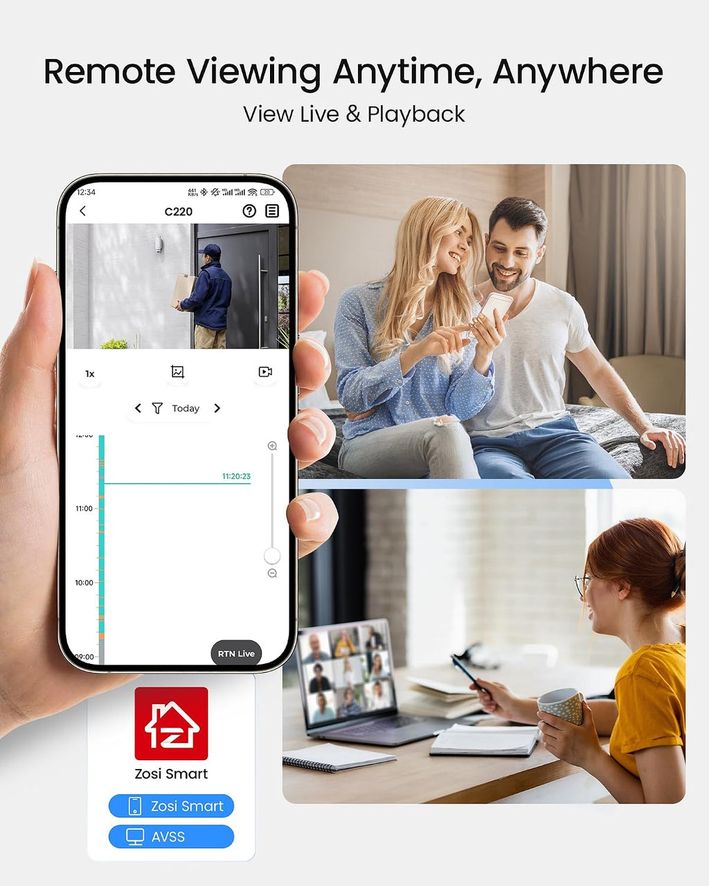 ZOSI C220 16CH 4K PoE Home Security Camera System, 16CH 8MP 4K NVR with 4TB HDD for 24/7 Record, 12 x 4MP(1440p) QHD 2.5K Dome IP Cameras Outdoor Indoor, Smart AI Human Detection, Two-Way Audio