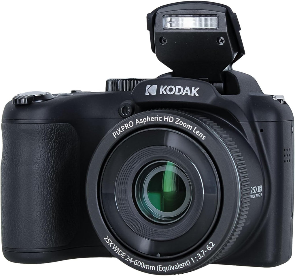 Kodak Pixpro AZ255 Digital Camera (AZ255BK) Bundle Including: 64 GB Memory Card, Rechargeable Batteries, Case, Neck Strap, Lens Caps, Full Cleaning Kit, Card Reader, Card Wallet, USB Cable, Cap Keeper