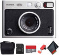 FUJIFILM INSTAX MINI EVO Hybrid Instant Camera (Black) Bundle with 32GB Memory Card + Camera Case + USB Card Reader, SD/microSD + Microfiber Cleaning Cloth