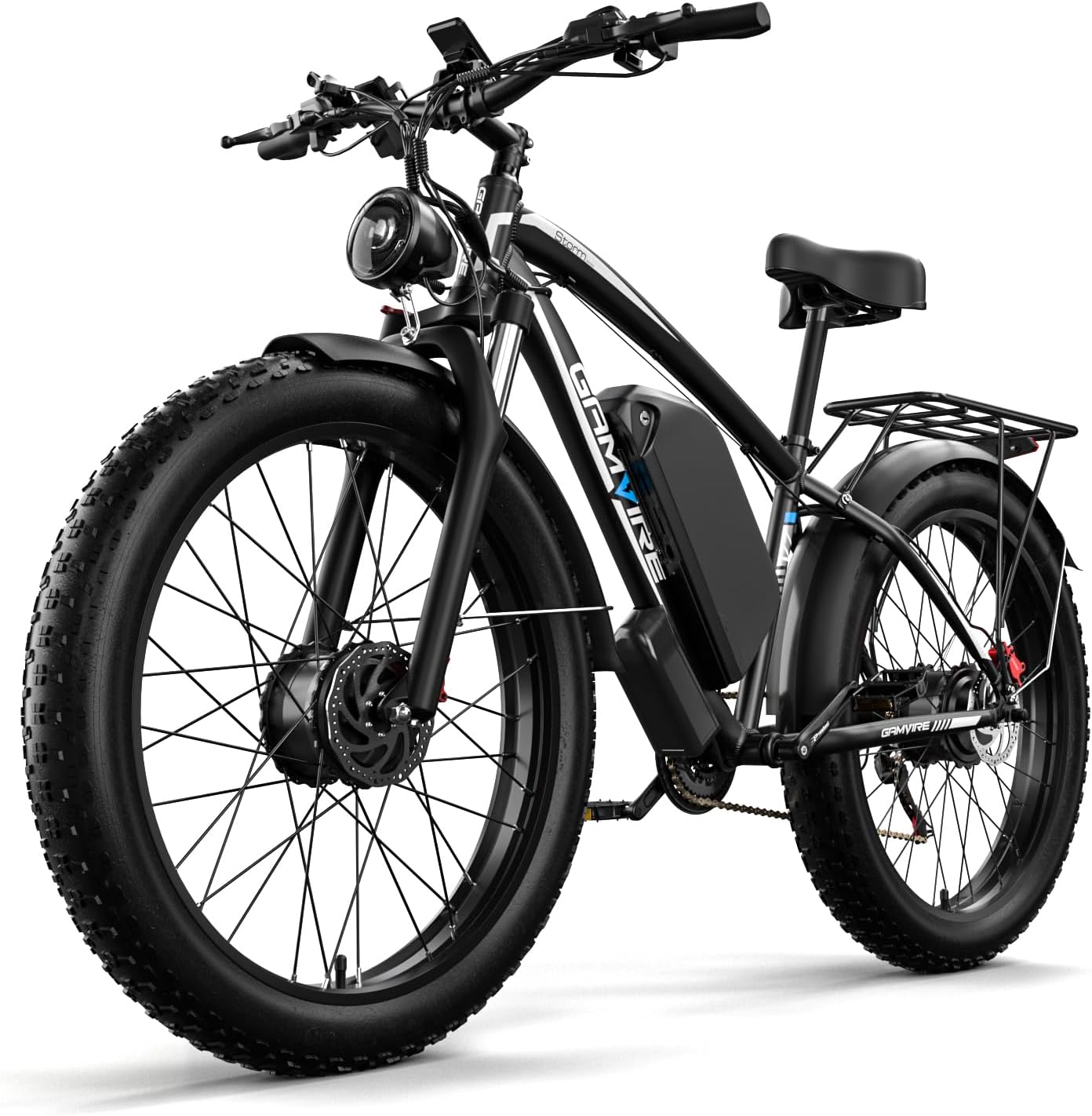 E Bike for Adults, Peak 6000W Dual Motor Electric Bike, 52V 32AH Battery 45 M P H Up to 100 Miles EBike, Front Suspension 7-Speed 24' Fat Tire Electric Commuter Bike, UL2849 Certified By SGS