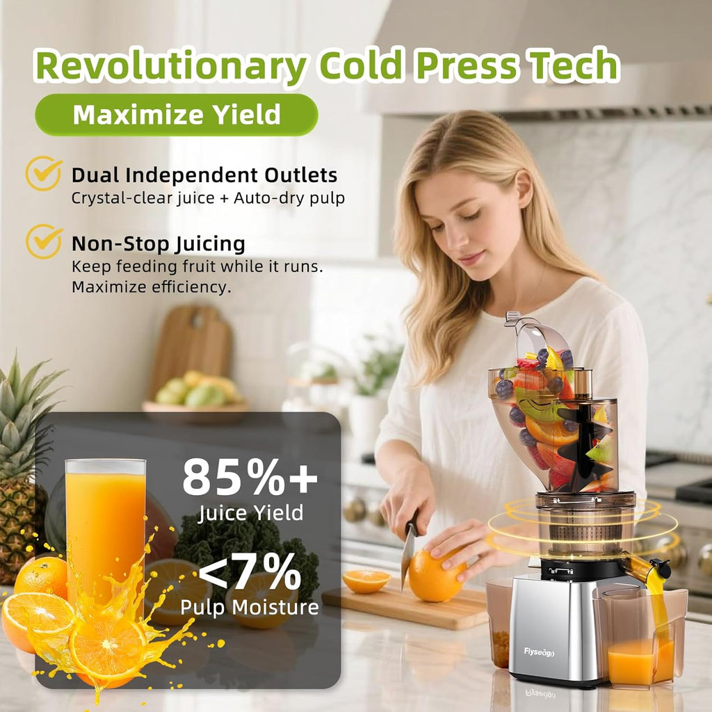 Commercial 300W Cold Press Juicer Machines - Dual Outlet for Juice & Pulp, High Yield, Masticating Juicers, Heavy Duty Stainless Steel, Quiet Motor, Easy Clean for Restaurants, Bars