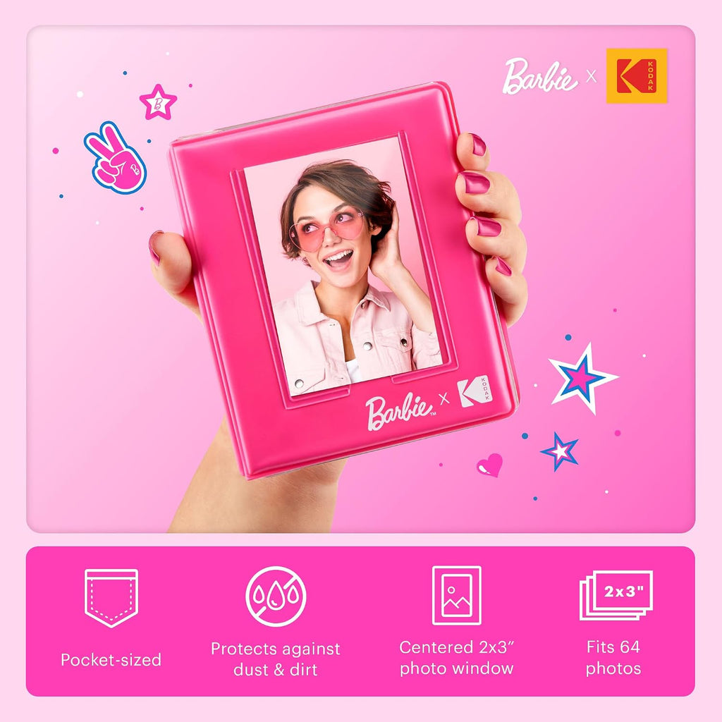 Kodak x Barbie Step Slim Wireless Instant Portable Photo Mobile Printer Gift Bundle (Iconic Style)+ Barbie Camera Case, Photo Album, Sticker & Hanging Frames, 50 Stickers + Zink Paper (20 Sheets)