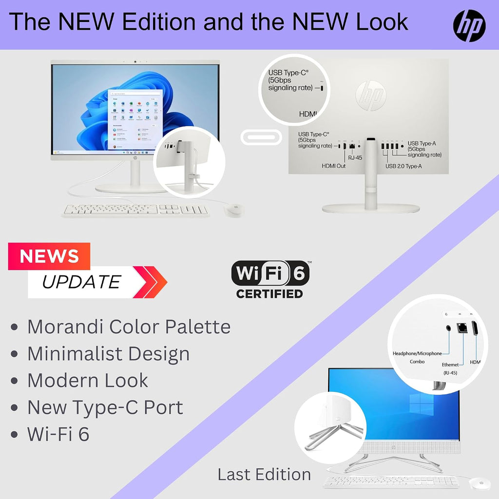 HP 22' All-in-One Desktop PC • Full HD Display • 16GB RAM • 1TB Storage (512GB SSD and 512GB External) • Intel Ultra-efficient Processor • Type-C • Mouse and Keyboard Included