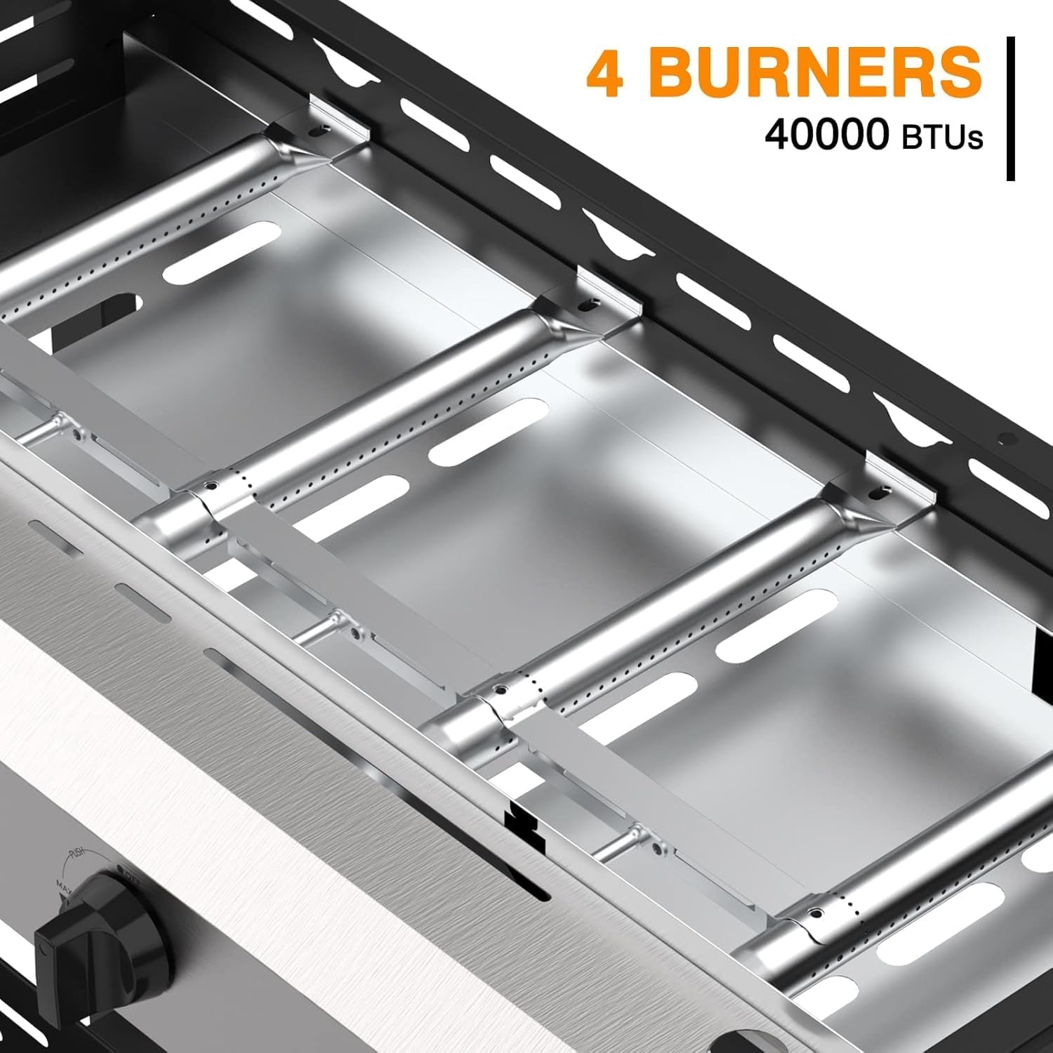 4 Burner Flat Top Grill, 30 Inch Stainless Steel Tabletop Portable Propane Griddle, 40,000 BTU BBQ Gas Griddle Flat Grill for Outdoor BBQ