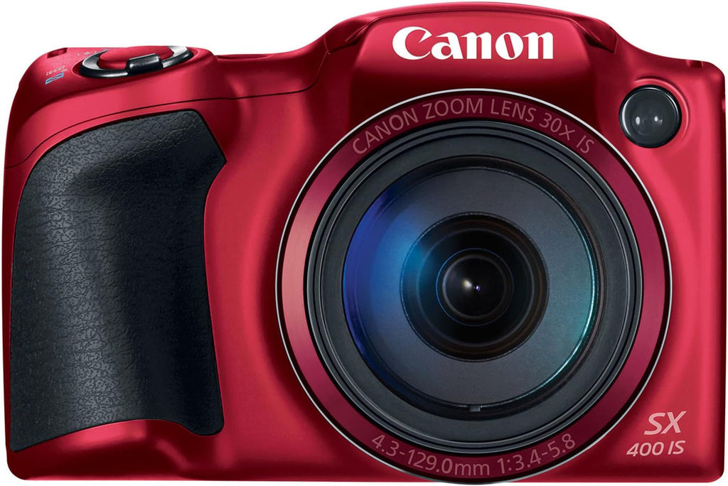 Canon Powershot SX400 is 16.0 MP Digital Camera with 30x Optical Zoom and 720p HD Video (Red)
