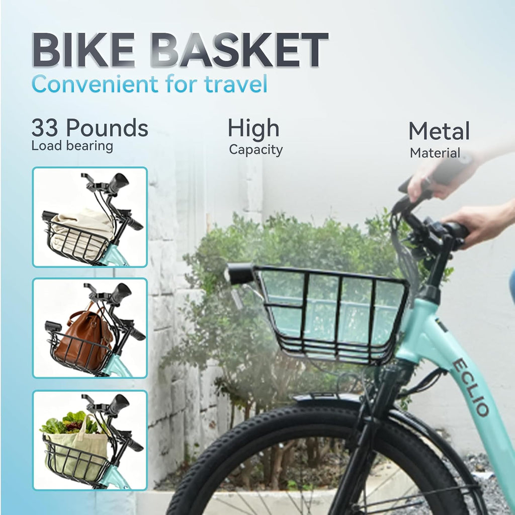 Electric Bike for Adults, Peak 700W Motor 20MPH, 374.4Ah Removable Battery 50Miles Ebike, 24'' Step Thru City Cruiser E Bike,7-Speed,Full Suspension,Front Basket, Full Suspension,UL 2849 Standard