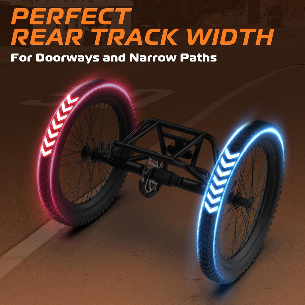 Vivi T01 20' x2.6 Fat Tire Electric Tricycle for Adults, 750W Peak 20'' Folding 3 Wheels Electric Bike, 95% Pre-Assembled, Speed Differential, 15.5MPH Eletric Trike with Bracket
