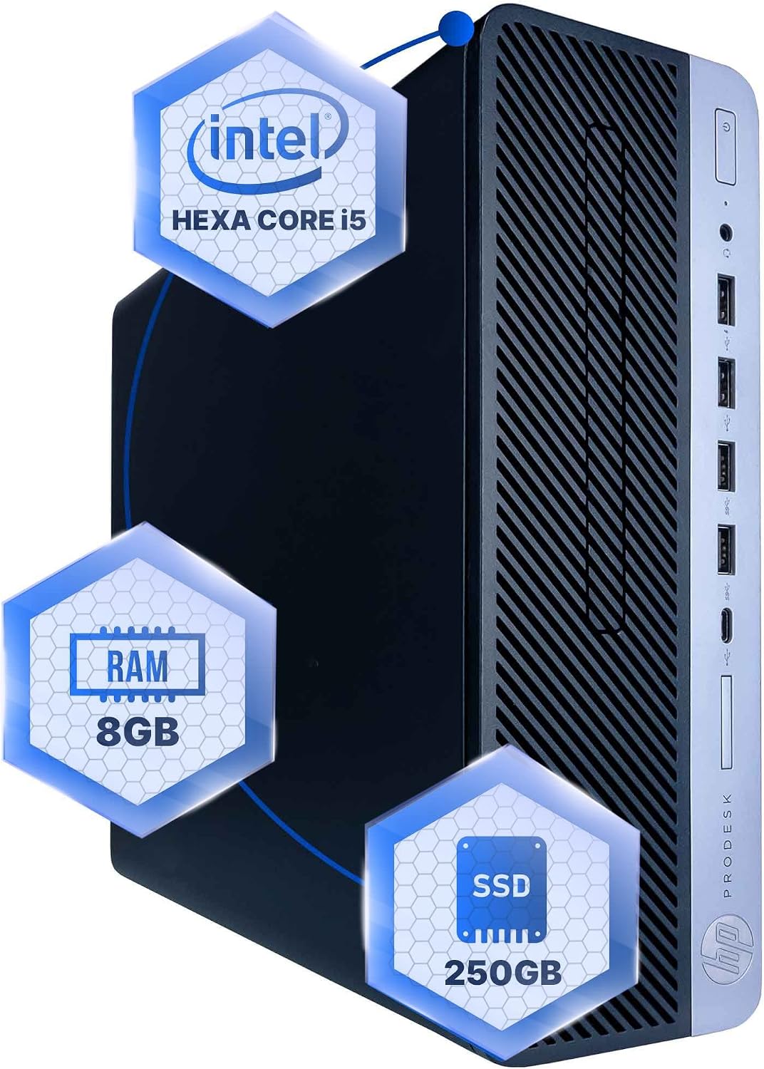 HP ProDesk 600G4 Desktop Computer | Hexa Core Intel i5 (3.2) | 8GB DDR4 RAM | 250GB SSD Solid State | Windows 11 Professional | Home or Office PC (Renewed)