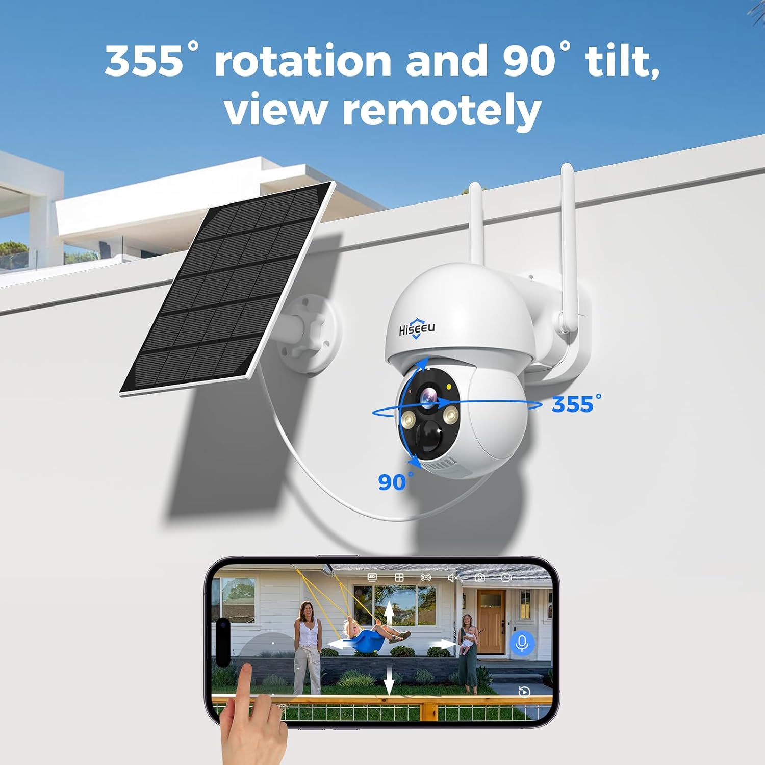 Hiseeu Solar Security Camera Outdoor,4MP 4 Cam-Kit, Wireless Security Cameras System Home Surveillance,Solar-Powered,Color Night Vision,360° View Pan & Tilt,2.4GHz WiFi,1TB Storage No Subscription