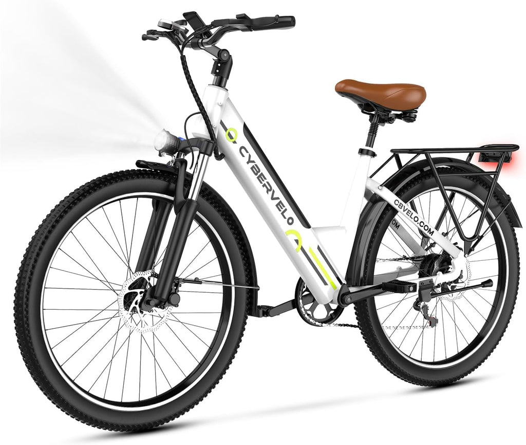 Cybervelo 750W Peak Electric Bike for Adults,up 80 Miles Removable Battery Ebike, 26' Electric E Bike with 7-Speed,Adult Electric Bicycles for Commute Beach Snow Womens/Man All Terrain