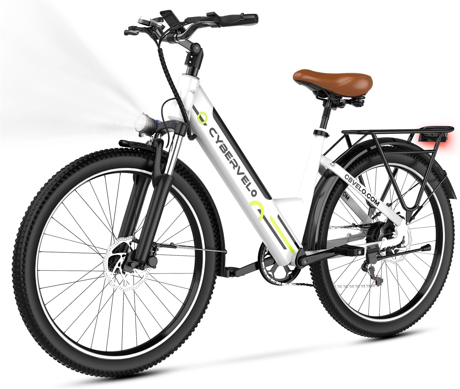 Cybervelo 750W Peak Electric Bike for Adults,up 80 Miles Removable Battery Ebike, 26' Electric E Bike with 7-Speed,Adult Electric Bicycles for Commute Beach Snow Womens/Man All Terrain