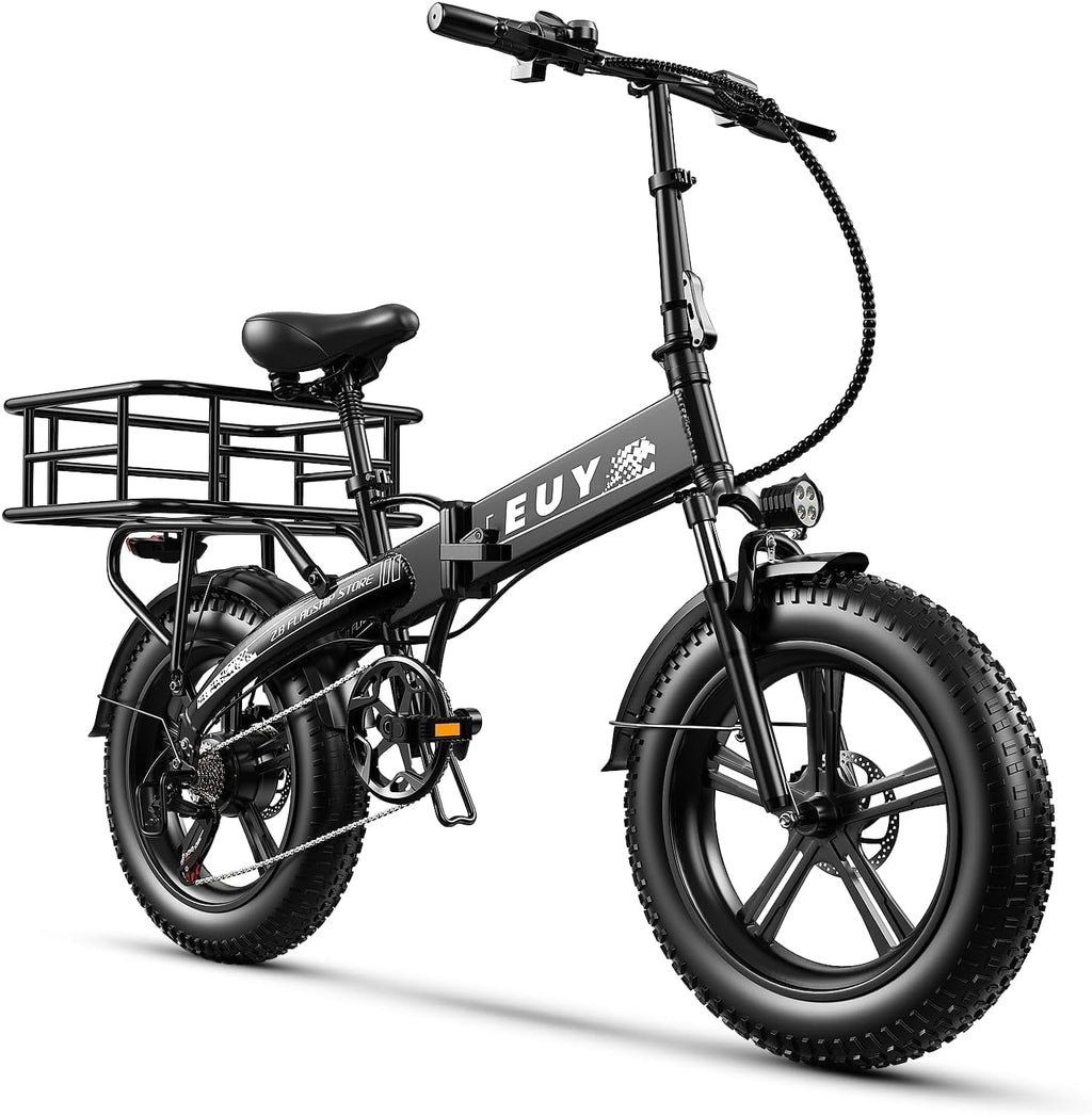 Folding Electric Bike for Adults and Seniors, 1000W Motor 48V 20AH Battery 30MPH 80 Miles, 20' Fat Tire All Terrain Ebike, 7-Speed Commuter E Bike, Step-Thru Electric Bicycle for Women and Teens