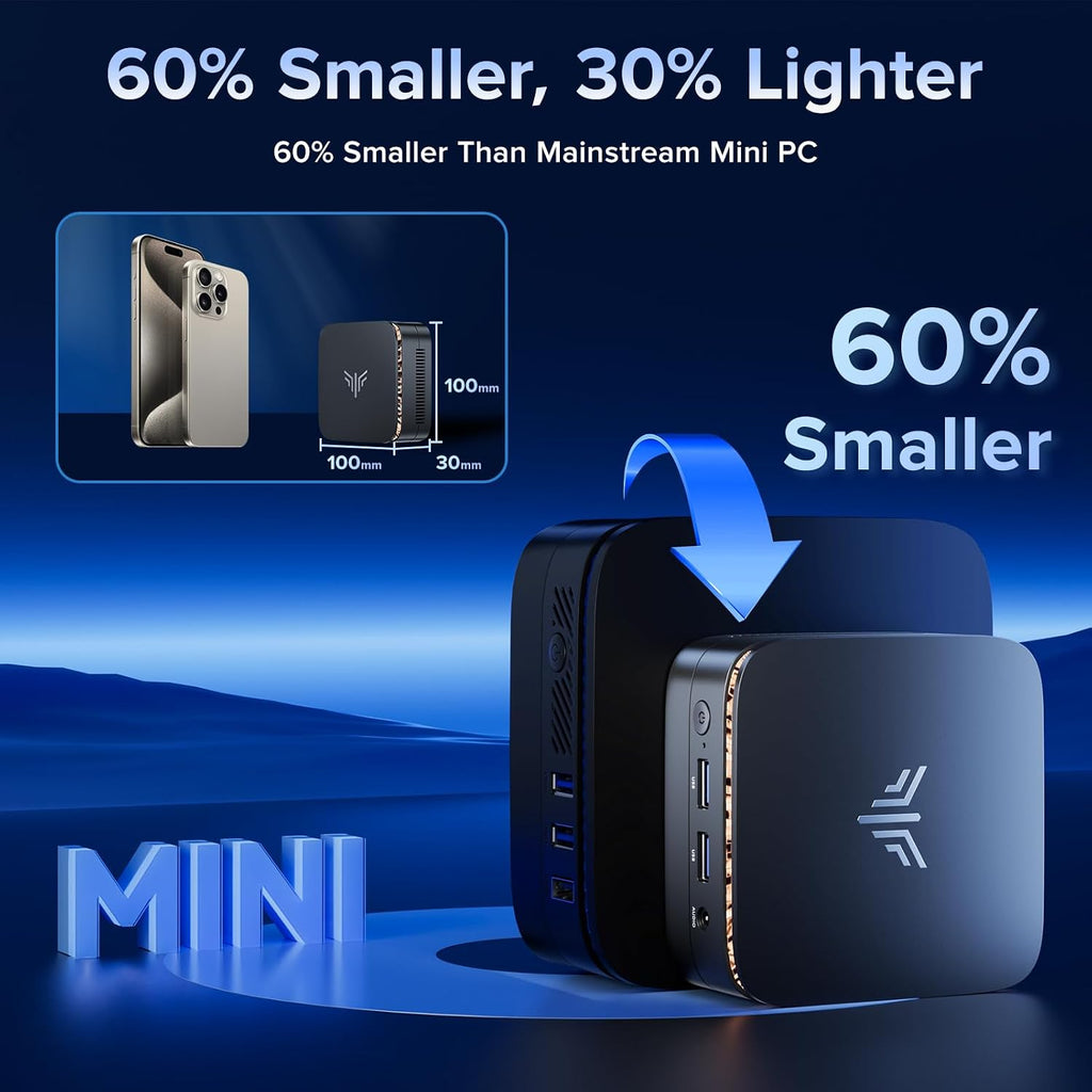KAMRUI Essenx E1 Mini PC, W-11 Pro 12th N95 Mini Computers(Beat N100, up to 3.4GHz), Mini Desktop Computers 16GB RAM 1TB SSD,Desktop PC Support 4K HDMI+DP,Mini PC with Dual WiFi,Business Home Office