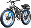 6000W Electric Bike for Adults,60V 1200WH 45MPH Dual Motor Mountain Ebike Up to100 Miles Long Range Electric Bicycle 24' Fat Tire Fast Bicycle for Men Women Full Suspension Brake/Turn Signal