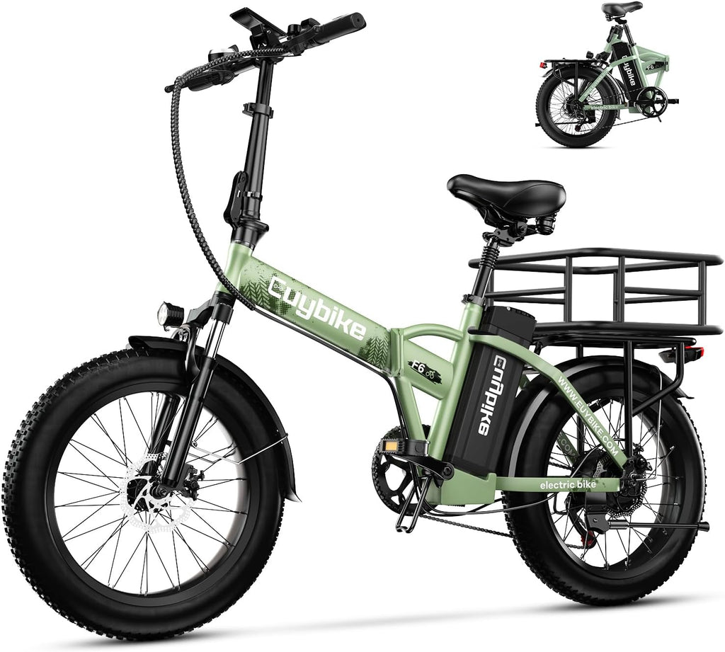 Foldable Electric Bike for Adults, 48V 20Ah Removable Lithium Battery up to 80Miles, 20' Fat Tire 1000W Peak Motor Dirt Ebike Adult Electric Bicycle for Commute Beach Mountain E Bike
